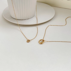 Knot Pendant Necklace Irregular Intertwined Rings Titanium Steel Gold Plated Minimalist Elegant Jewelry For Women
