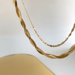 Titanium Steel Herringbone Snake Bone Chain Necklace Street Style Minimalist Clavicle Jewelry Women