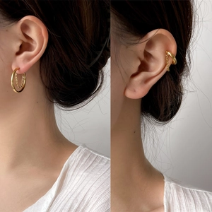 Hoop Earrings Gold Plated Titanium Steel Minimalist Tassel Chain Dangle Huggie For Women Elegant French Chic Style