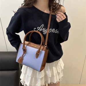 Sac bandoulière vintage violet et marron avec poignées pour femmes