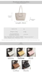 Detailed size specifications of the retro large capacity PU tote bag with dimensions
