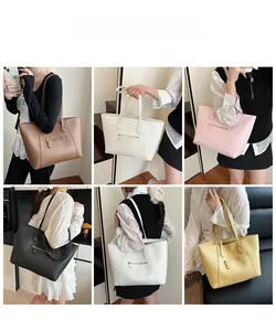 Detailed grid view of high-capacity tote bags in six colors with lychee texture leather