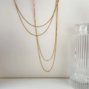 Layered Snake Chain Necklace Stainless Steel Twisted Design Minimalist Elegant Gold Plated Jewelry For Women