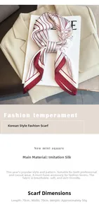 Detailed texture of red and white striped silk square scarf with floral print pattern