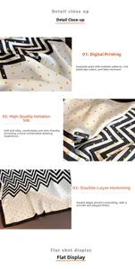 Détail du foulard en soie à impression numérique avec pois et motifs de vagues