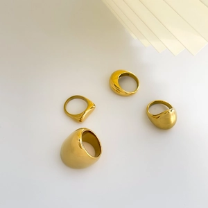 Anelli A Cupola In Acciaio Inossidabile Titanio Oro Grosso Per Donna Gioielli Dichiarazione Geometrici Lucidati Esagerati