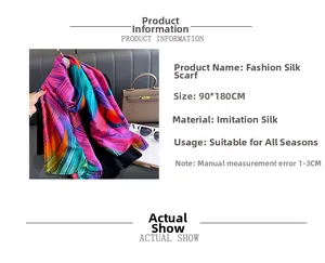 Detail of 90x180cm silk scarf with abstract stripes and vibrant multicolor pattern