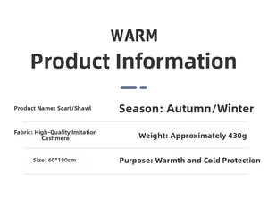 Detailed specifications of the warm winter printed cashmere feel scarf 60x180cm