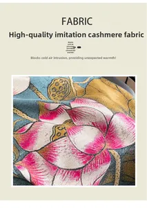 Detail eines Kaschmir-Imitat-Schals mit Vintage-Lotusmuster und weicher Webstruktur