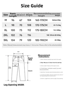 Tabella guida alle taglie per pantaloni sportivi da uomo traspiranti dalla M alla 3XL