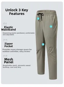Dettaglio dei pantaloni sportivi con vita elastica e inserti in rete traspirante per outdoor