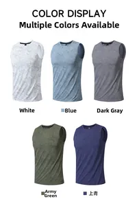 Color options display of men's quick-dry breathable running tank tops in various shades