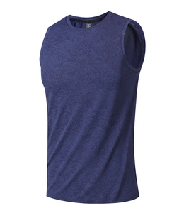 Detail of navy marble pattern athletic tank top showing breathable quick-dry fabric texture