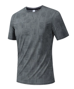 Detailed close-up of dark grey quick-dry t-shirt showing breathable fabric and mesh texture