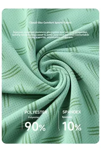 Close-up of light green breathable mesh fabric with 90% polyester and 10% spandex