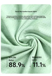 Detail of light green breathable mesh fabric made of 88.9% Nylon and 11.1% Spandex