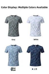 Affichage couleur de t-shirts de sport pour hommes en gris, blanc, bleu et bleu marine
