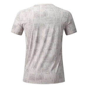 Men's quick-dry sports t-shirt with dark grey abstract pattern and breathable fabric