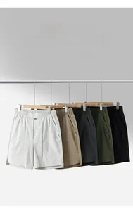 Detailed row of quick-dry outdoor shorts in beige, khaki, grey, green, and black