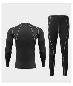 Back view of men's compression sports suit with flatlock stitching for running and fitness