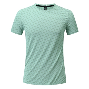 Men's mint green short sleeve quick dry sports t-shirt with breathable textured fabric