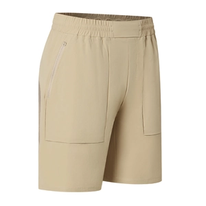 Pantaloncini sportivi kaki uomo asciugatura rapida con coulisse elastica e tasche zip