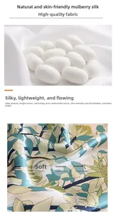 Détail d'un foulard en soie haut de gamme avec imprimé floral et texture satinée
