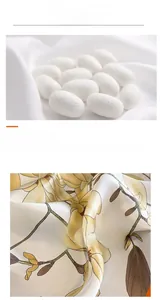 Vue détaillée de cocons de soie naturelle et de soie de mûrier douce au motif de magnolia