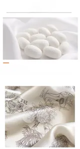 Detailed macro view of soft mulberry silk fabric texture with floral patterns