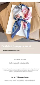 Detail of floral silk feel scarf folded on a blazer showing premium soft texture