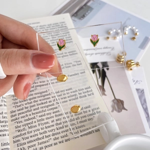 Stainless Steel Stud Earrings Mini Oval Artificial Pearl C-Shaped Tulip Flower Geometric Polished Elegant Jewelry For Women