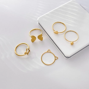 Rings Titanium Steel 18K Gold Plated Minimalist Butterfly Star Bear Ears Rabbit Motif Jewelry Gift For Women