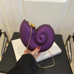 Nautilus Shell Shaped Crossbody Bag Acrylic Hard Shell Spiral Texture Gold Chain Evening Clutch For Women Fashion Niche
