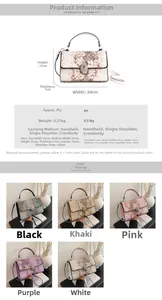 Borsa quadrata in ecopelle pitonata con chiusura a cuore e specifiche dimensionali