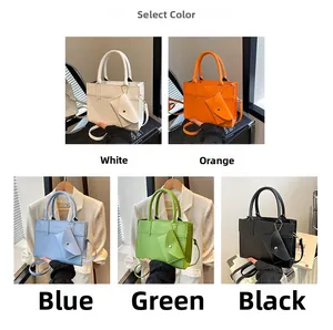 Detailed grid view showing tote bag and mini pouch set in five stylish matte colors