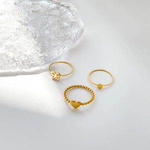 Anelli Minimalisti In Acciaio Al Titanio Da Donna Placcati In Oro Perla Cuore Farfalla Cava E Disco Tondo Gioielli Di Moda