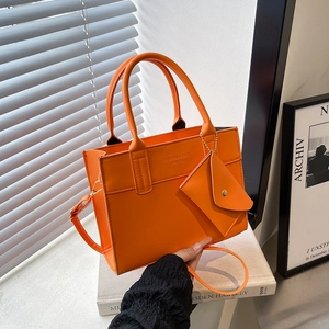 Sac Bandoulière Fourre-tout Carré En Cuir PU Pour Femmes Avec Mini Pochette Couleur Unie Sac À Main Mode Polyvalent