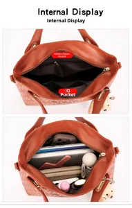 Internal display of large tote bag showing zipper pockets and spacious capacity