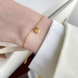 Gold heart pendant snake chain multilayer titanium steel bracelet for women