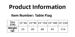 Size chart table showing various dimensions and weights for vintage knitted table runners