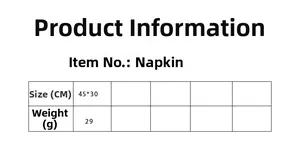 Size chart showing modern polyester placemat dimensions 45x30 cm and 29g weight info