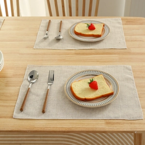 Japanese Minimalist Beige Polyester Placemat For Dining Table Heat Resistant Rectangular Linen Look Woven Tea Towel Home Kitchen Decor