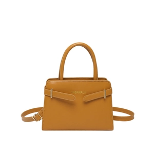 Sac à main trapèze chic jaune moutarde avec poignée et bandoulière réglable