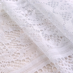 French minimalist white lace tablecloth with hollow floral pattern for elegant home decor