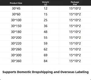 Size chart table for black lace spider web runner showing weights and dimensions