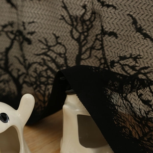 Halloween black lace decorative cloth with bat pattern for holiday table decoration