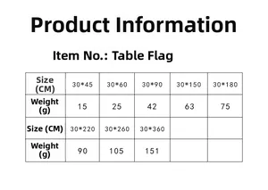 Size chart table for vintage lace table runner showing various length options and weights