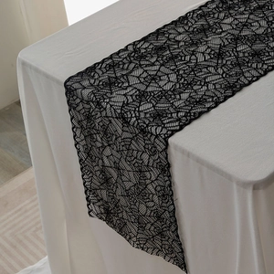 Chemin de table Halloween en dentelle noire avec motif toile d'araignée pour décoration
