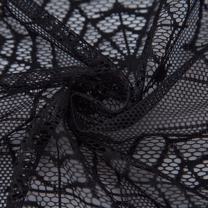 Halloween black lace curtain with intricate spider web texture for festive home decor
