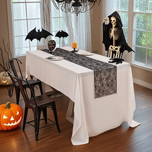 Halloween Zwart Kant Tafelloper Spinnenweb Schedel Spookhand Tafelkleed Deurgordijn Feest Decoratie Gotisch Huis Eten Decor